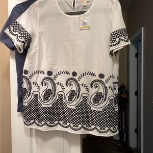 Michael Kors Boxy Blouse in White and Black